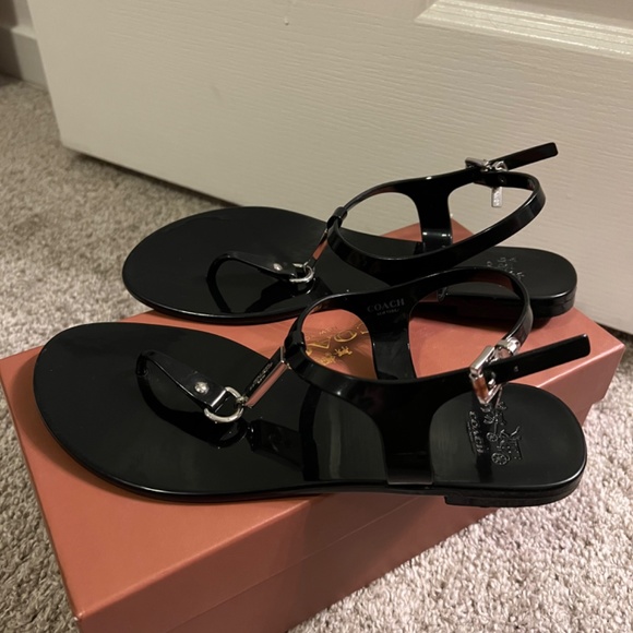 COACH Plato Black Jelly Sandals - Picture 2 of 6